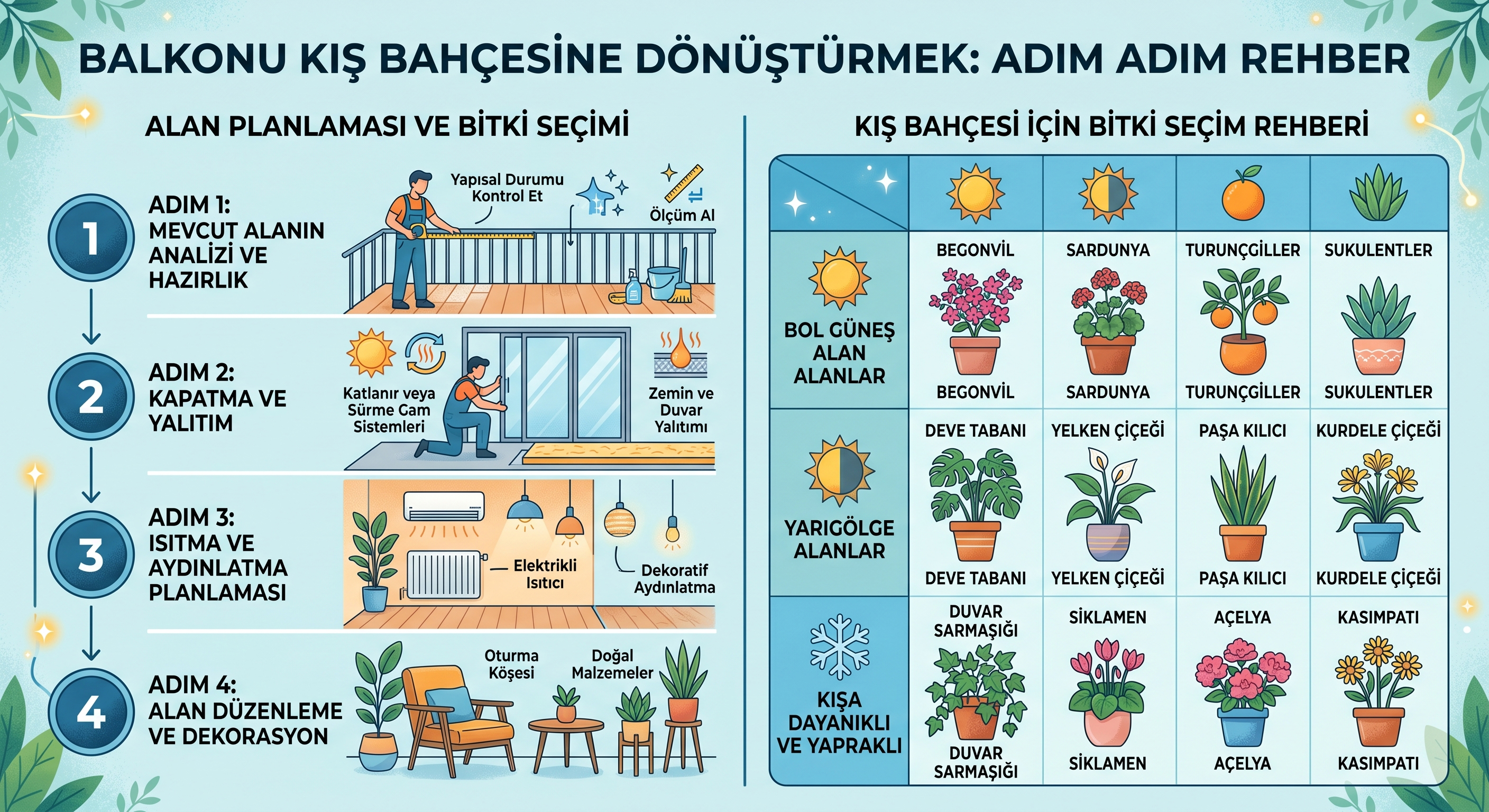 Balkonu Kış Bahçesine Dönüştürmek: Adım Adım Alan Planlaması ve Bitki Seçimi